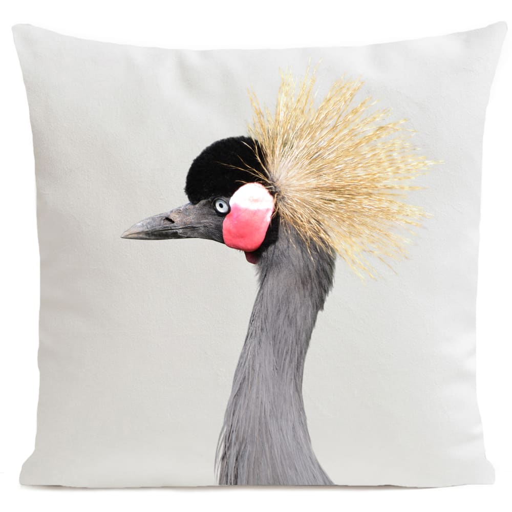 Coussin campagne oiseau suédine blanc 40x40cm
