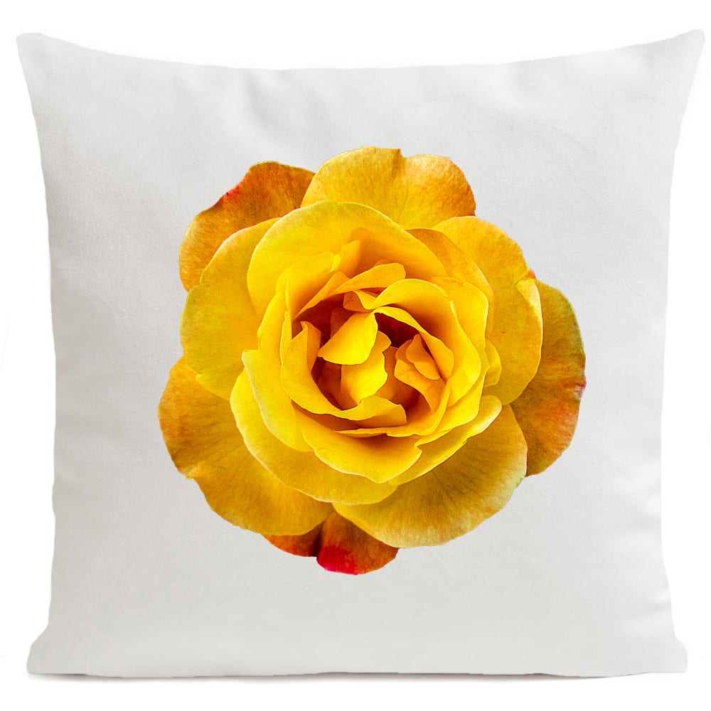 Coussin floral rose suédine blanc 40x40cm