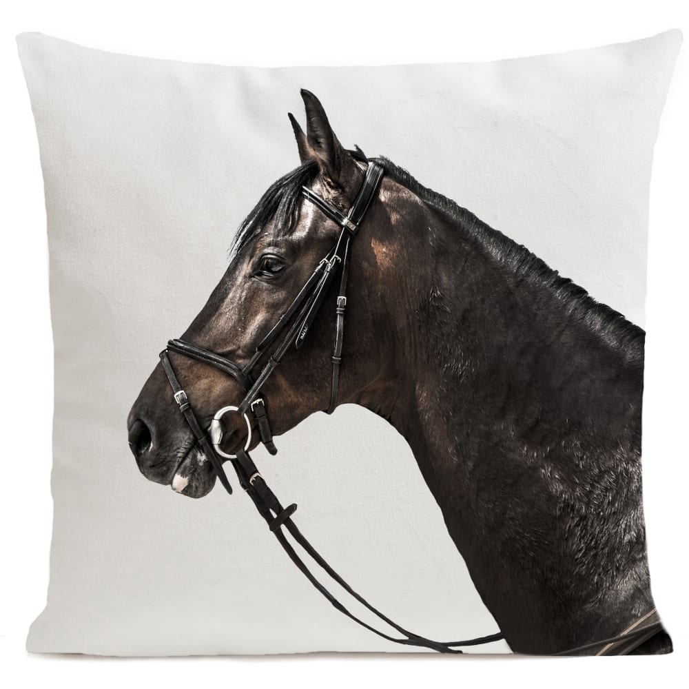 Coussin animal cheval blanc suédine 40x40cm