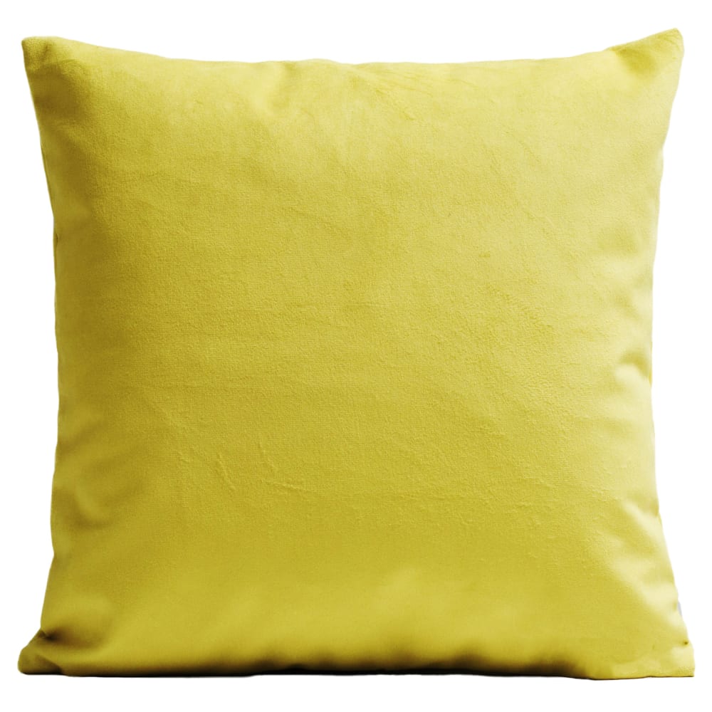 Coussin uni suédine jaune 40x40cm