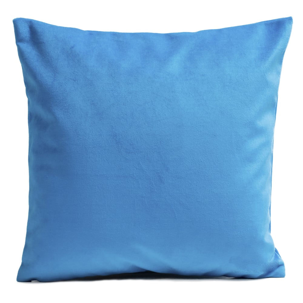 Coussin uni suédine bleu 40x40cm