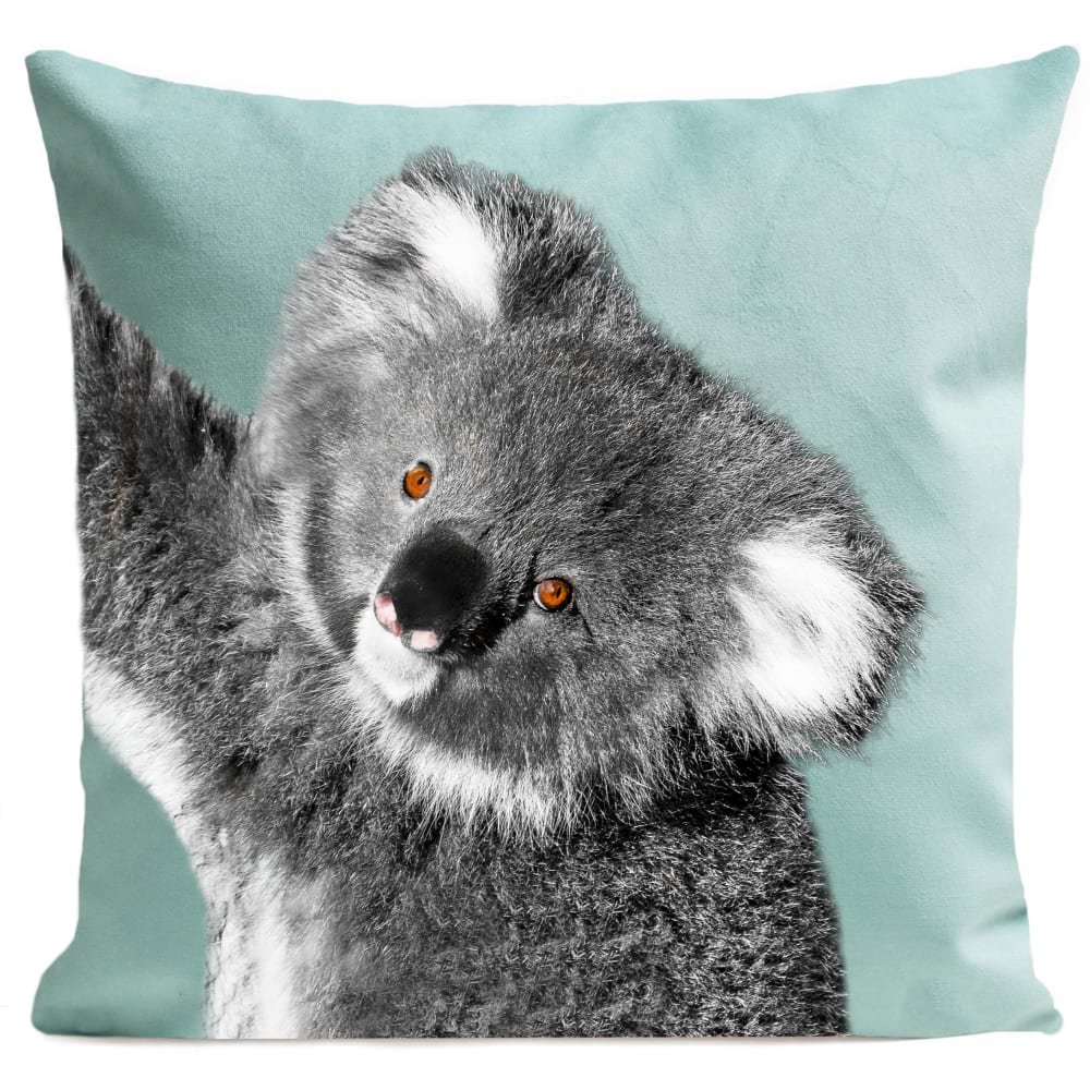 Coussin déco enfant animal suédine bleu 40x40cm