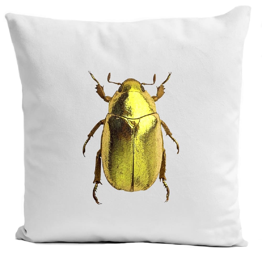 Coussin insecte cabinet de curiosité suédine blanc 40x40cm