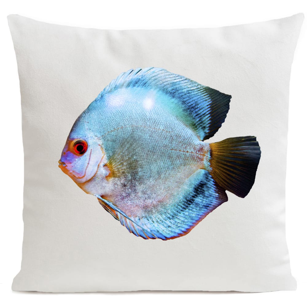 Coussin bord de mer poisson suédine blanc 40x40cm