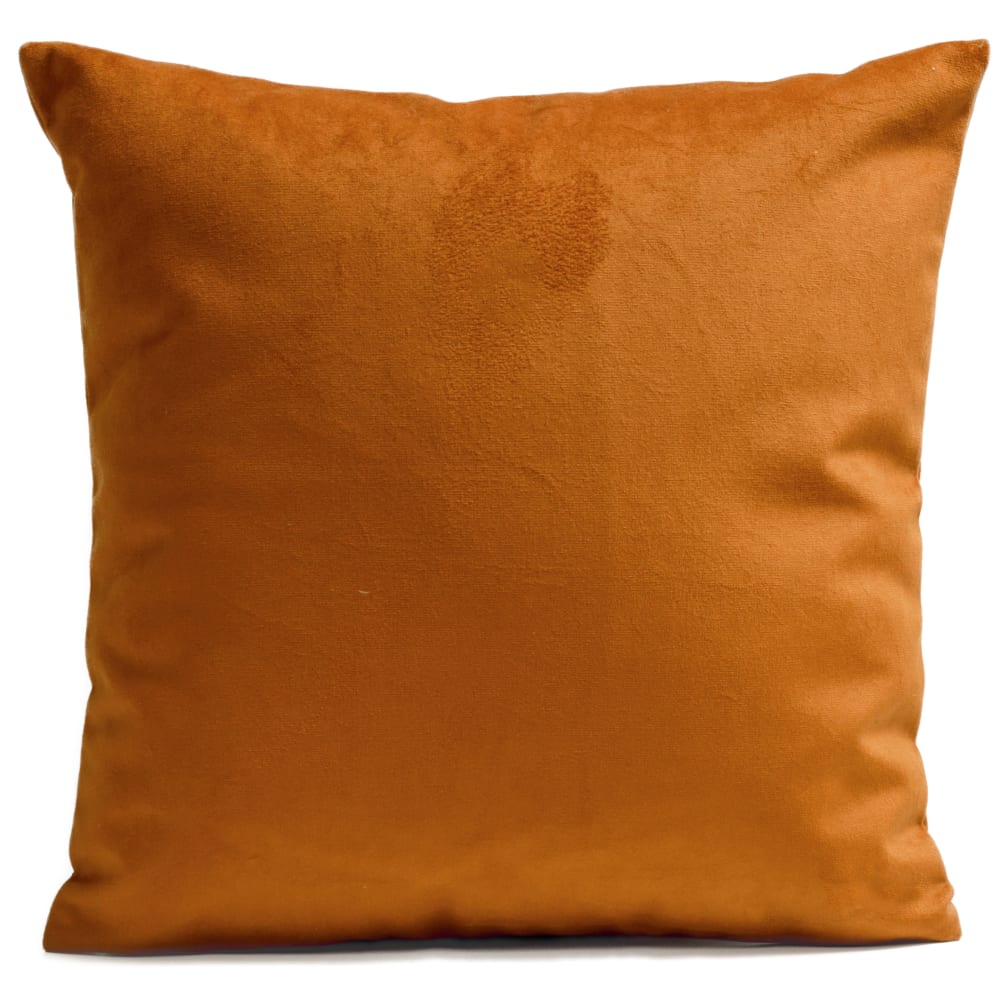 Coussin uni suédine orange rouille 40x40cm