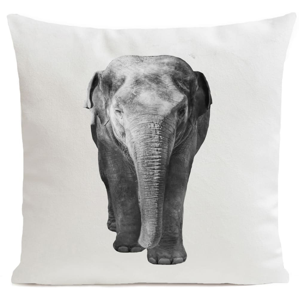 Coussin jungle elephant suédine blanc 40x40cm