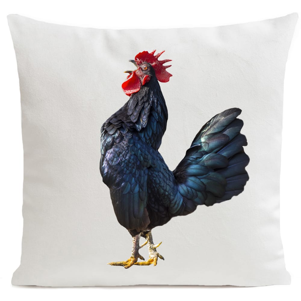 Coussin campagne coq suédine blanc 40x40cm