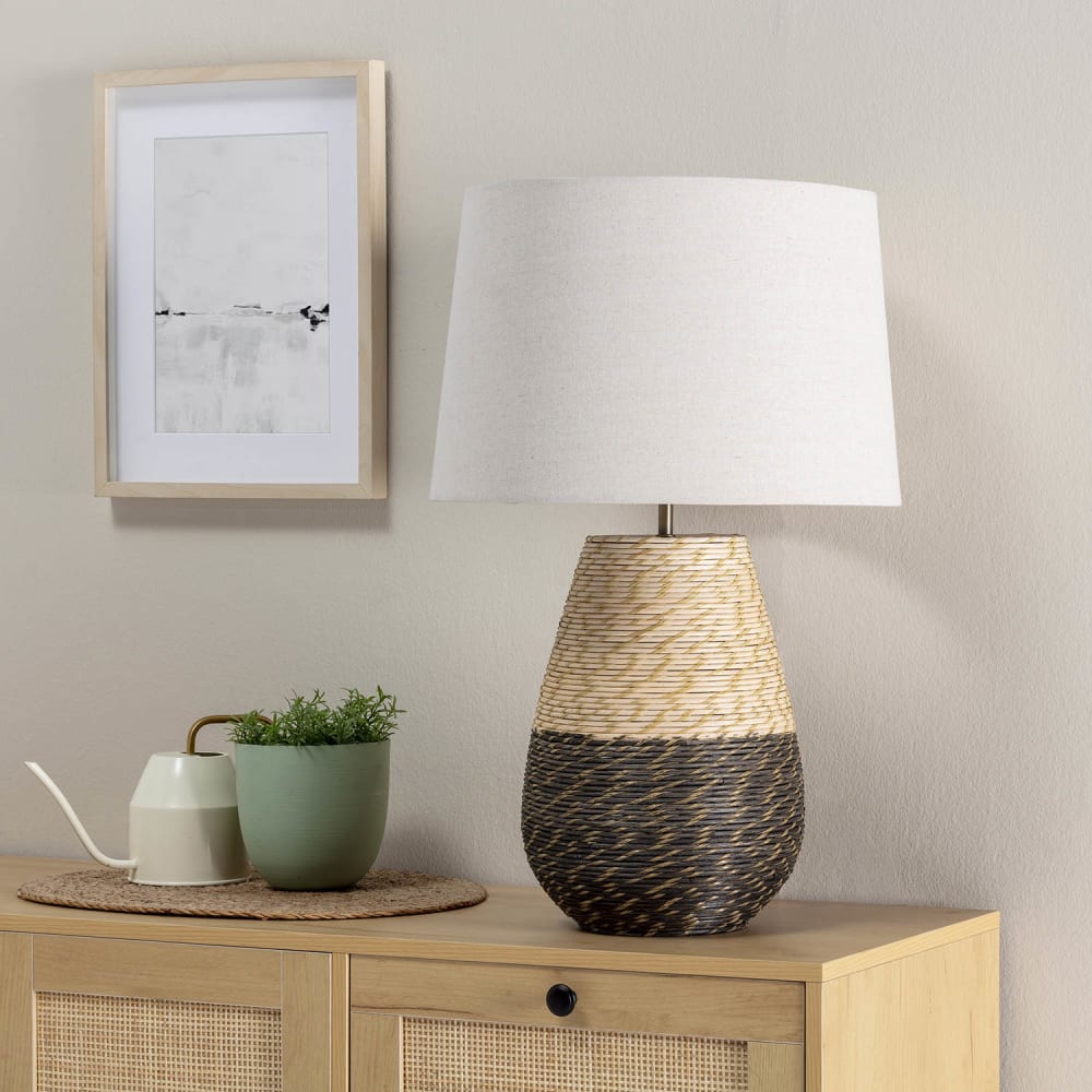 Lampe à poser en rotin naturel, diamètre 40,5 cm
