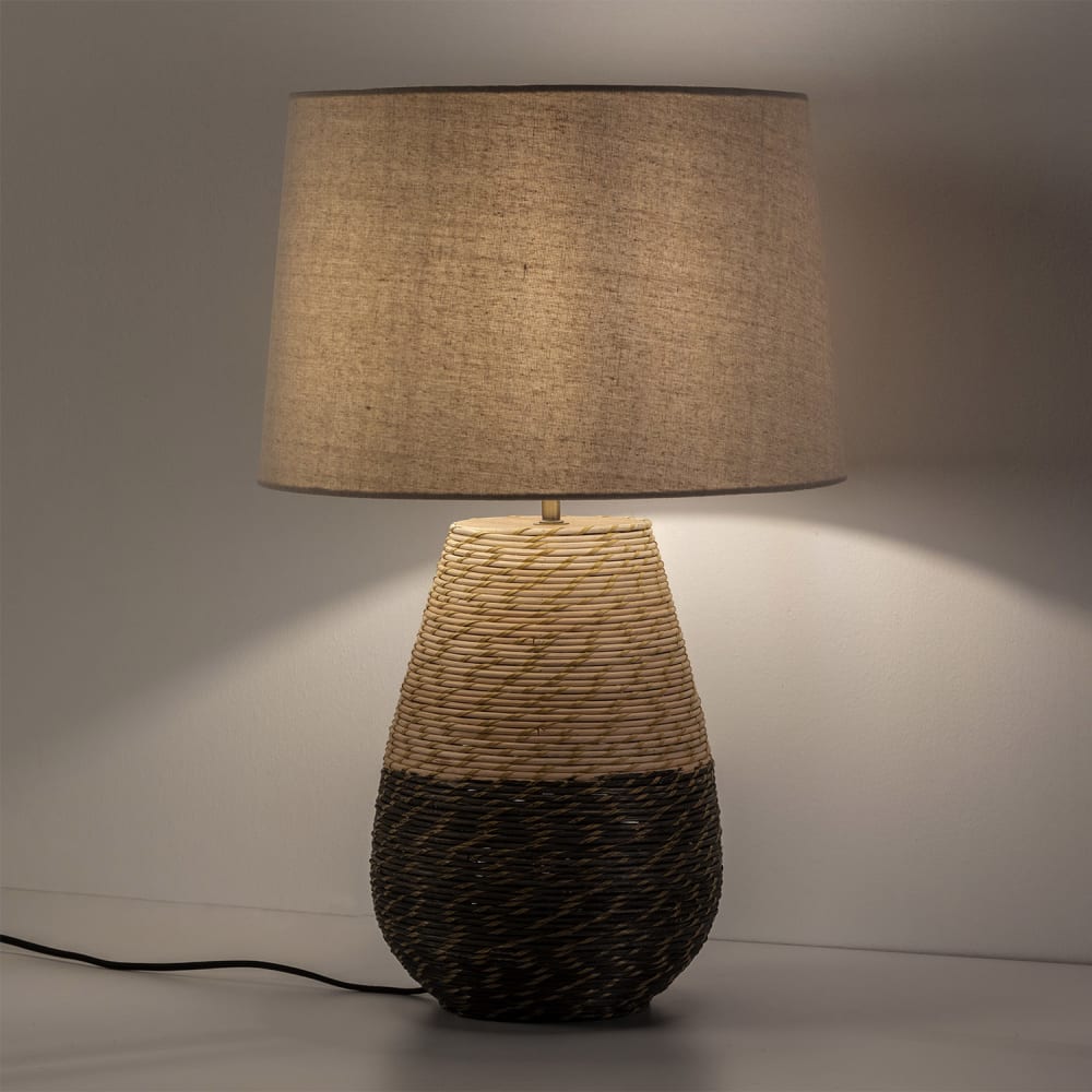 Lampe à poser en rotin naturel, diamètre 40,5 cm — vue 4