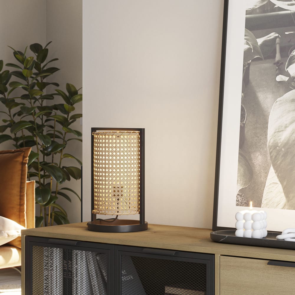 Lampe à poser en rotin naturel, diamètre 20 cm — vue 3
