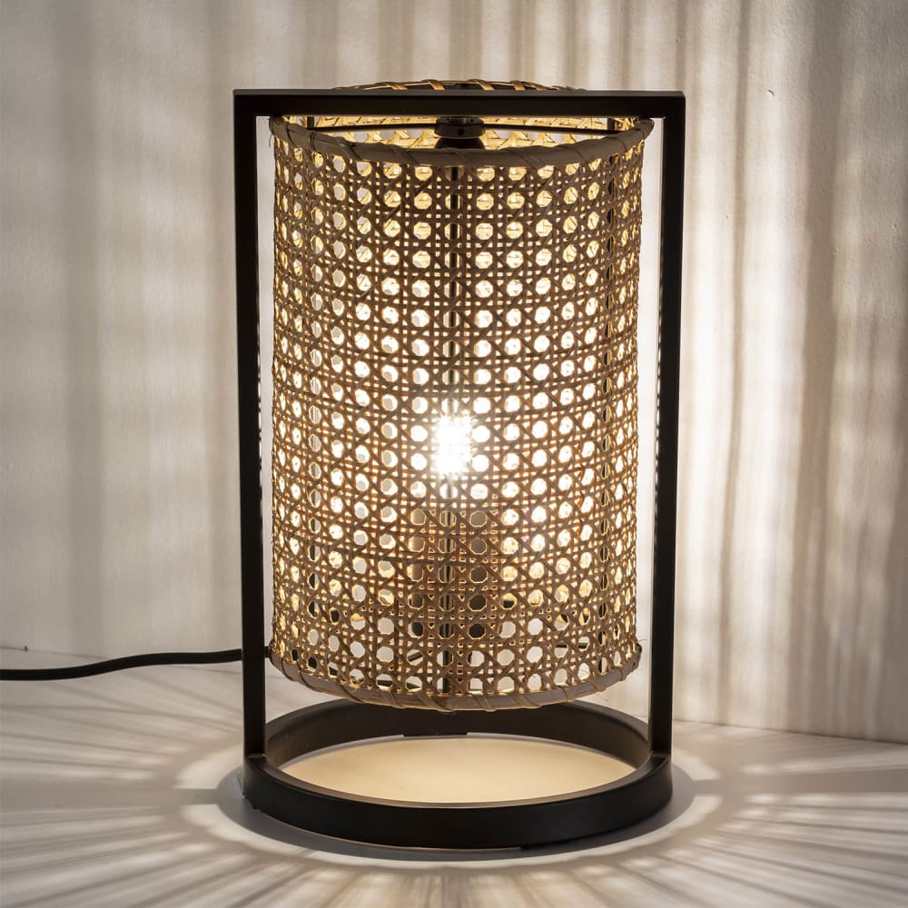 Lampe à poser en rotin naturel, diamètre 20 cm — vue 4