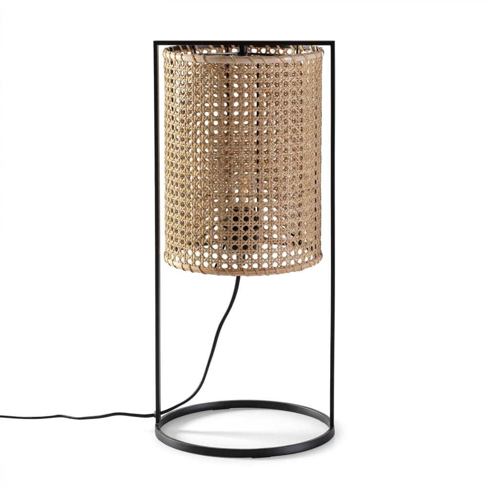 Lámpara de mesa de ratán natural, diámetro 26 cm