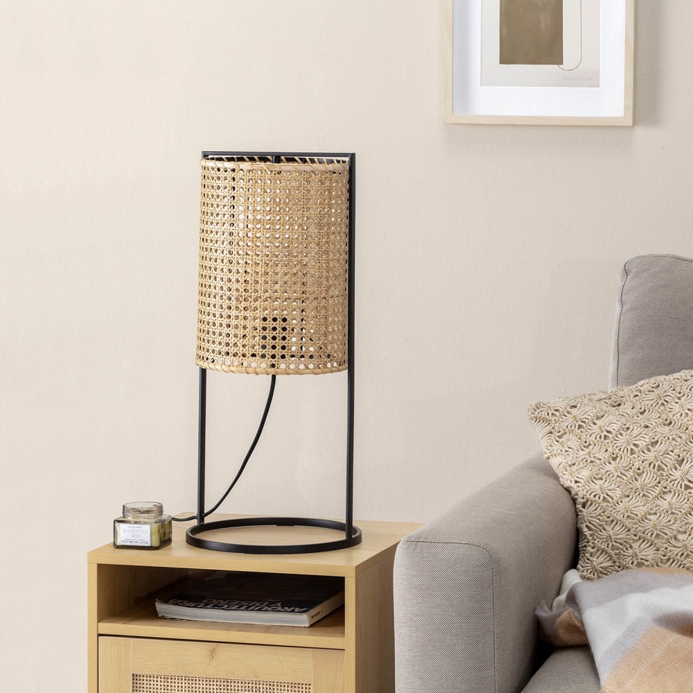 Lampe à poser en rotin naturel, diamètre 26 cm — vue 3