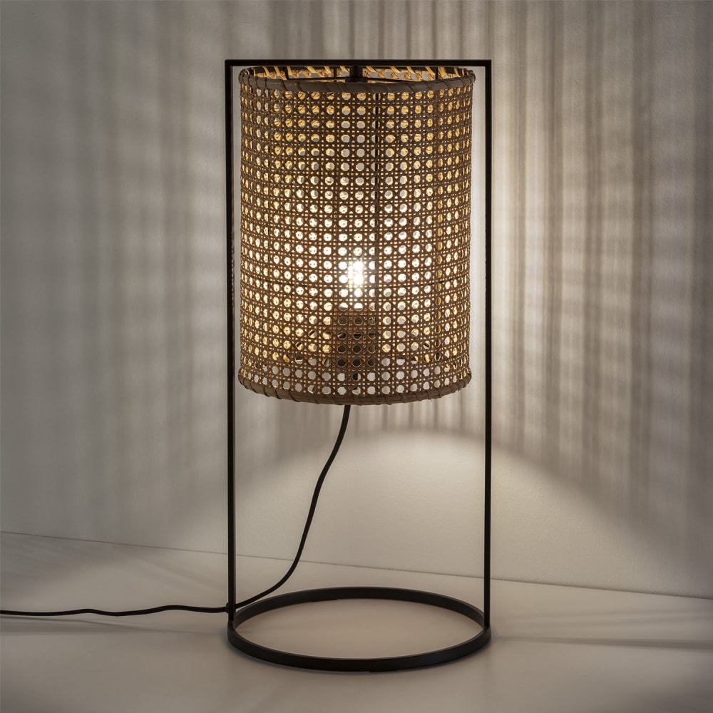 Lampe à poser en rotin naturel, diamètre 26 cm — vue 4
