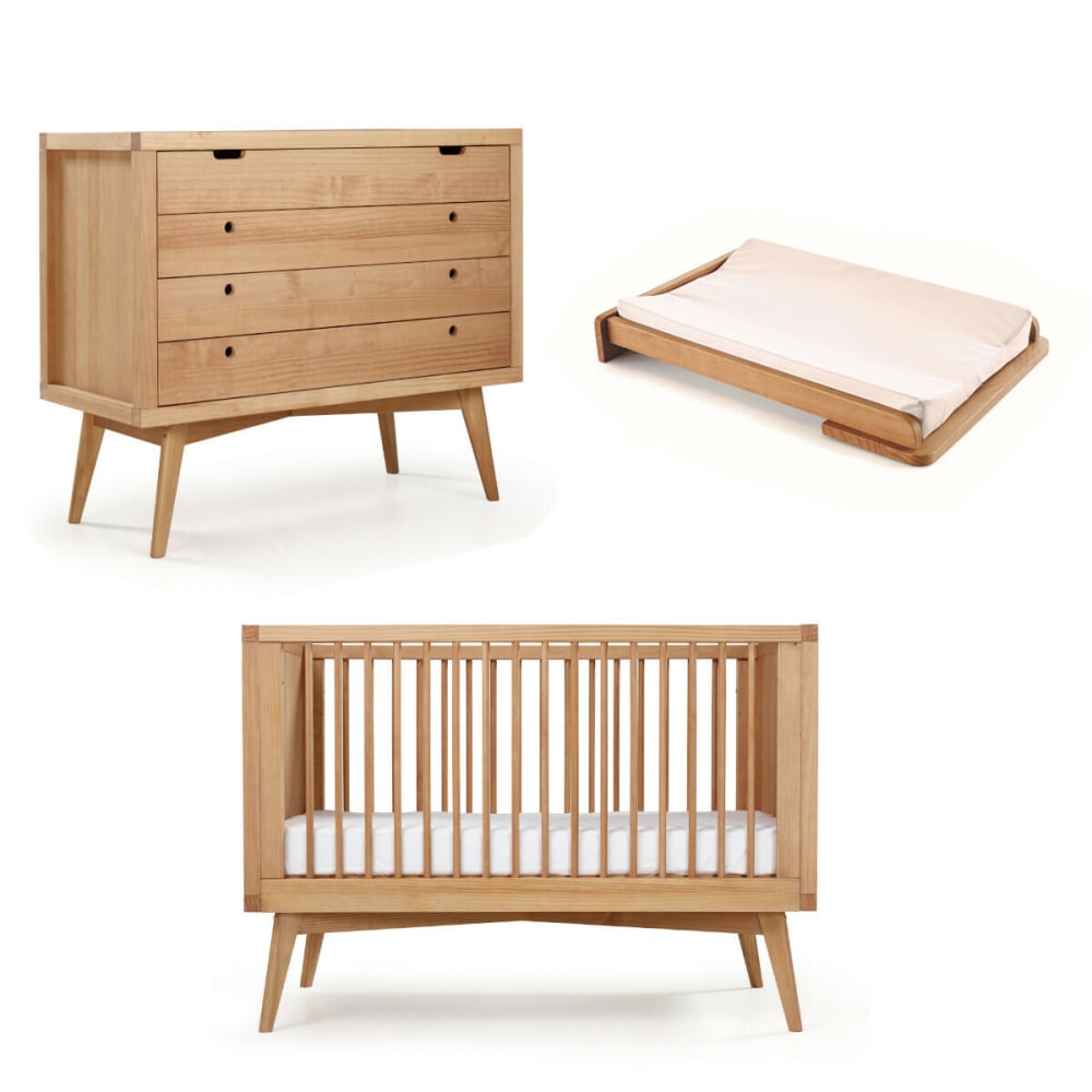 Chambre complète montessori bébé bois massif 70x140 cm (ID Kids) - Image 1