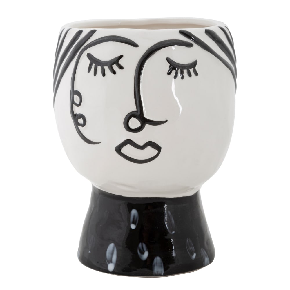 Vase en porcelaine noir et blanc Ø 14x18  cm