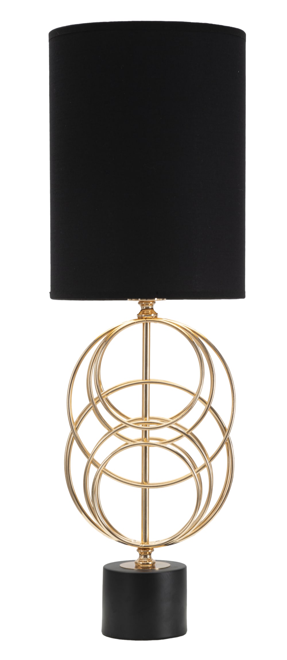 Lampe de table dorée en métal et tissu noir Ø cm 23x65