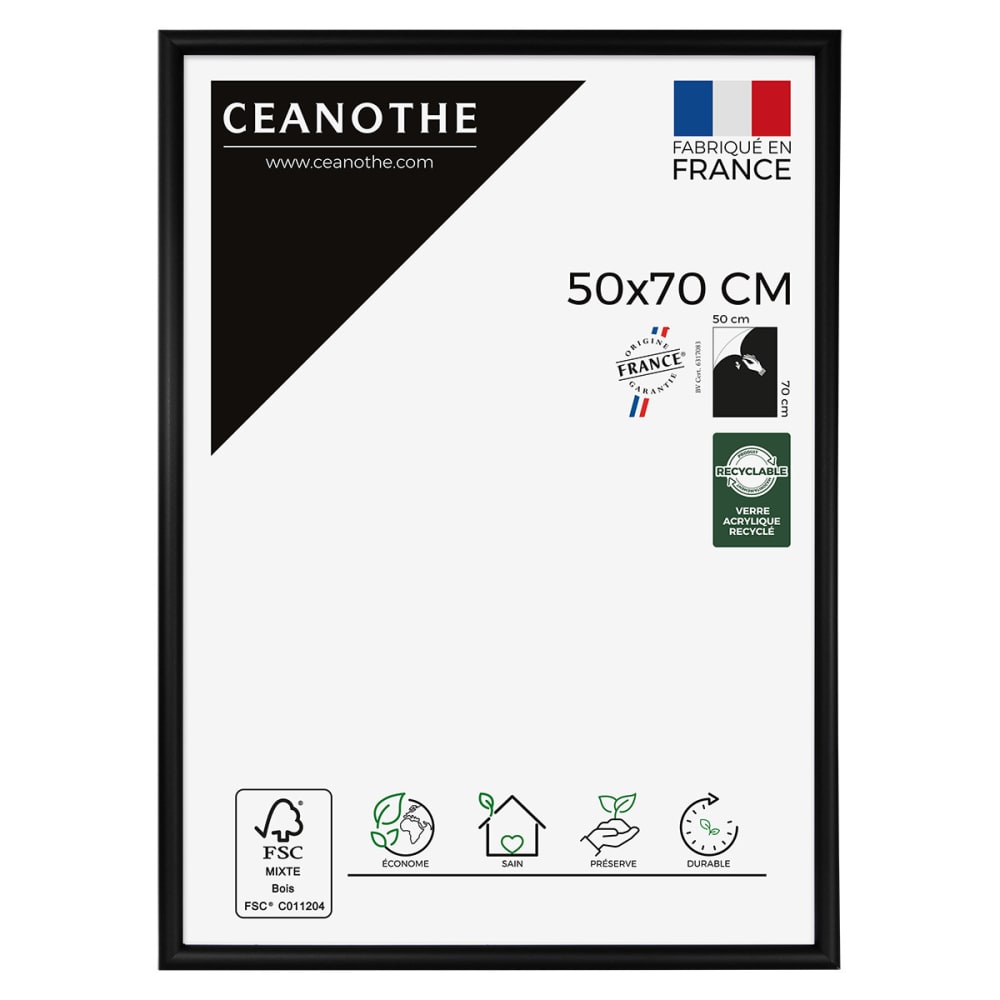 Cadre photo exposition noir 50x70 cm bois massif fsc