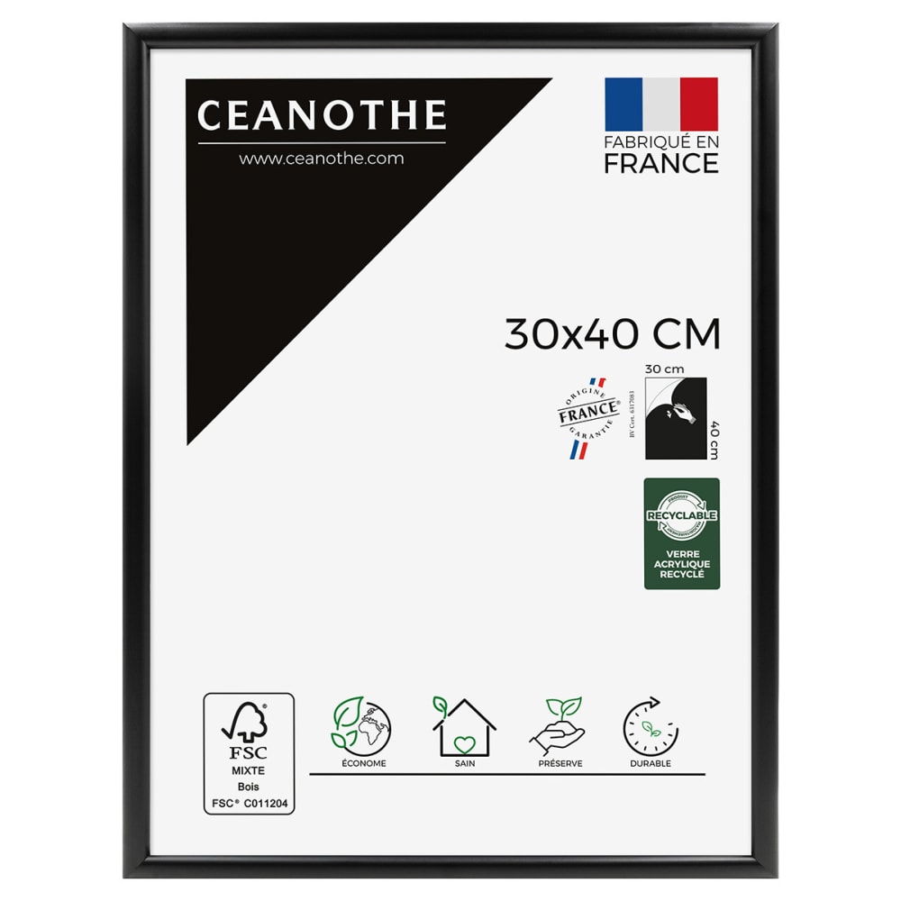 Cadre photo exposition noir 30x40 cm bois massif fsc