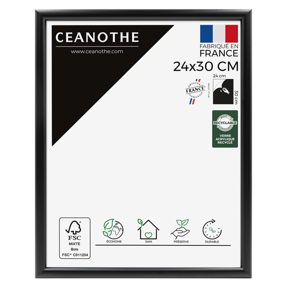 Cadre photo exposition noir 24x30 cm bois massif fsc