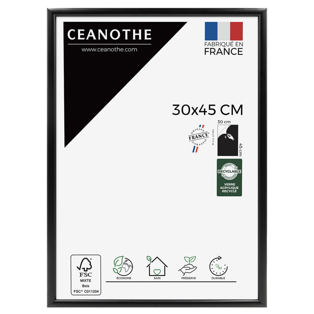 Cadre photo exposition noir 30x45 cm bois massif fsc