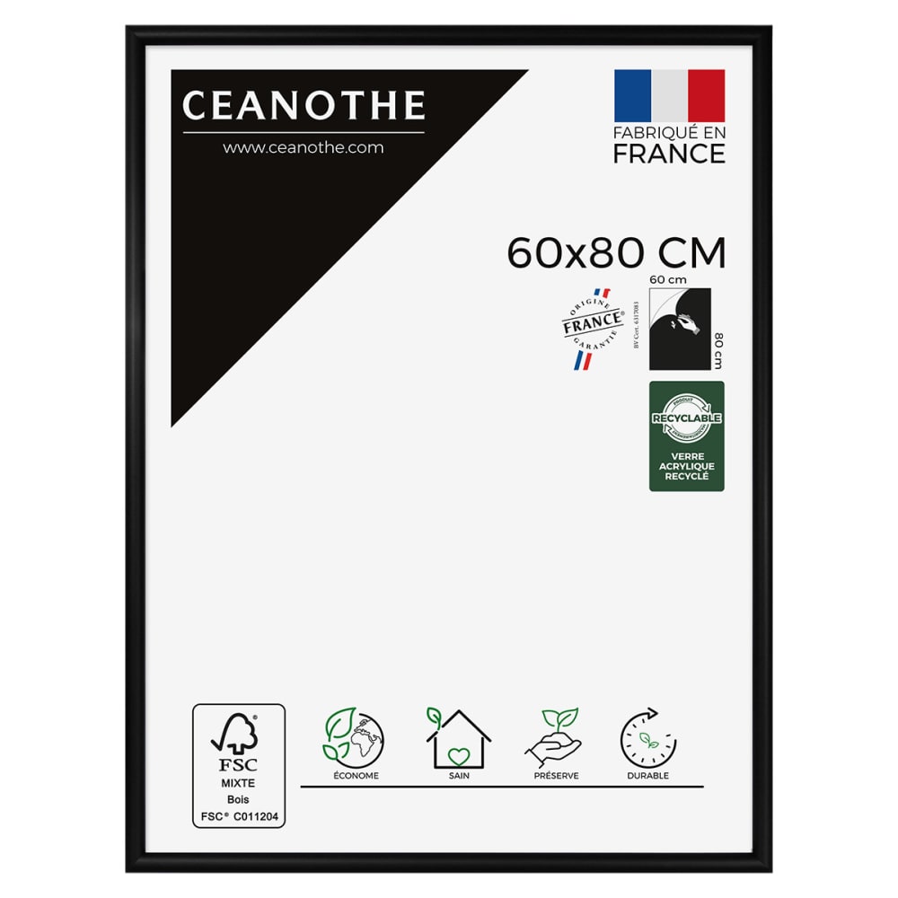 Cadre photo exposition noir 60x80 cm bois massif fsc