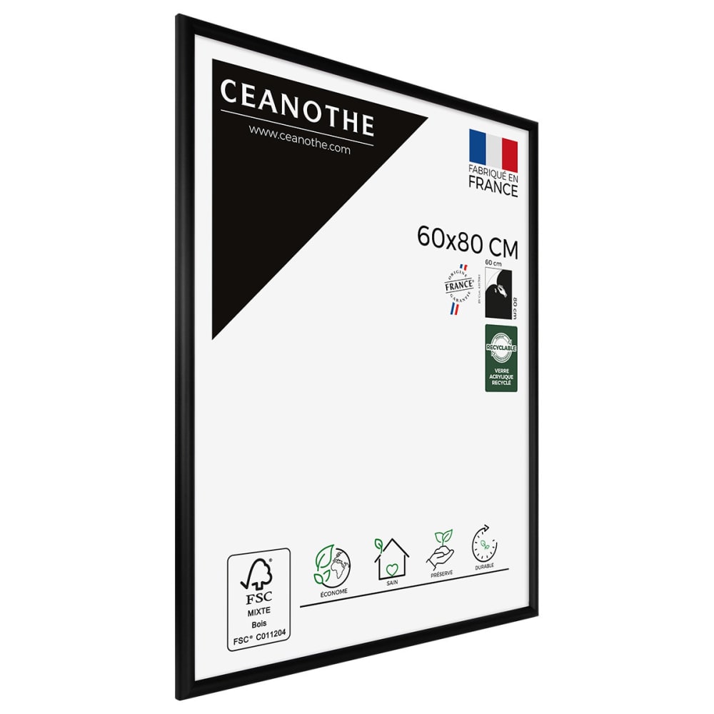 Cadre photo exposition noir 60x80 cm bois massif fsc — vue 4