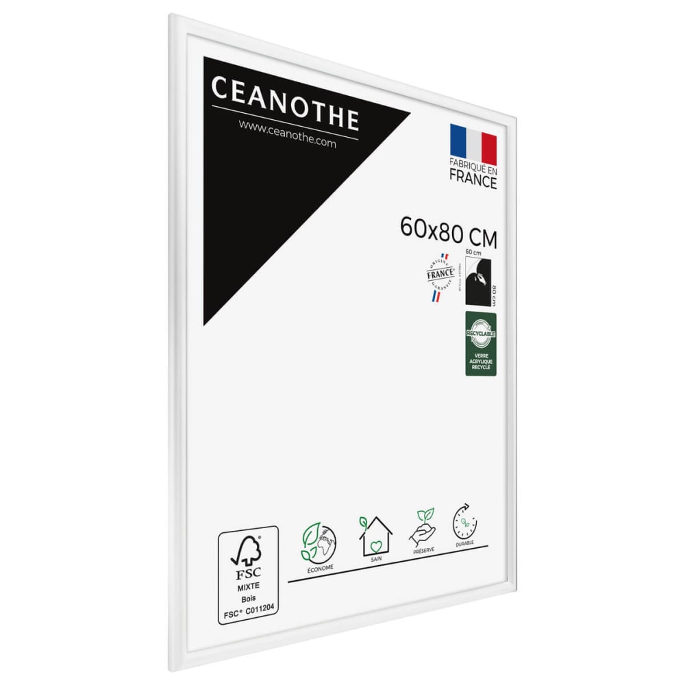 Cadre photo exposition blanc 60x80 cm bois massif fsc — vue 4
