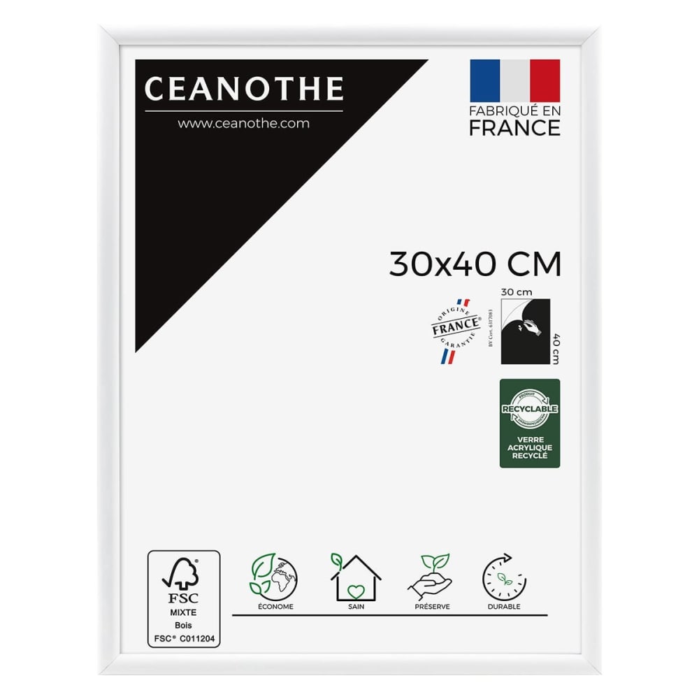 Cadre photo exposition blanc 30x40 cm bois massif fsc