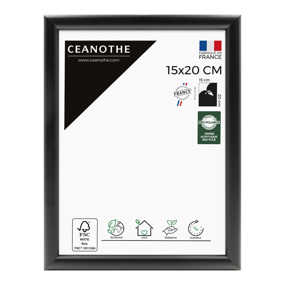 Cadre photo exposition noir 15x20 cm bois massif fsc