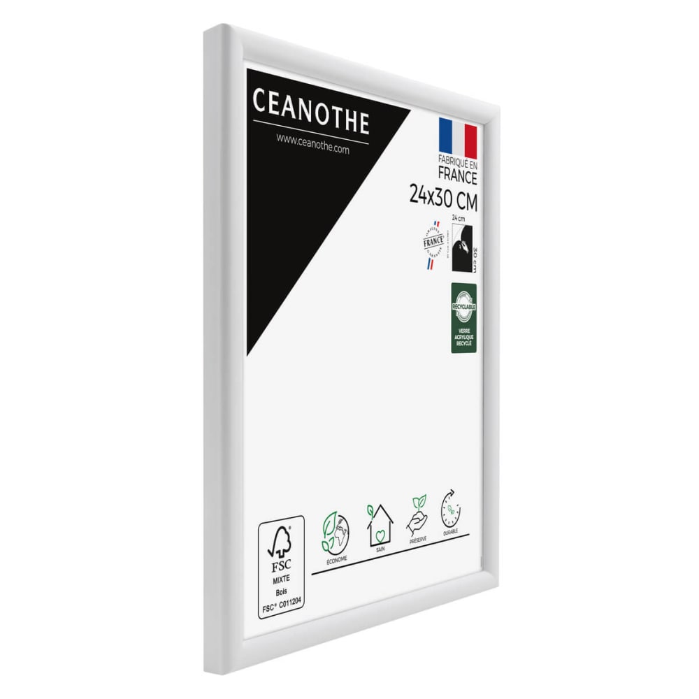 Cadre photo exposition blanc 24x30 cm bois massif fsc — vue 4
