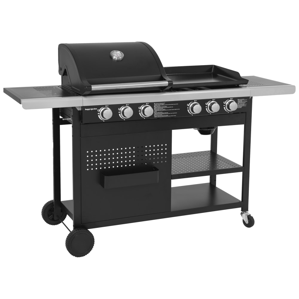 Barbecue duo au gaz 3 brûleurs + plancha 3 brûleurs