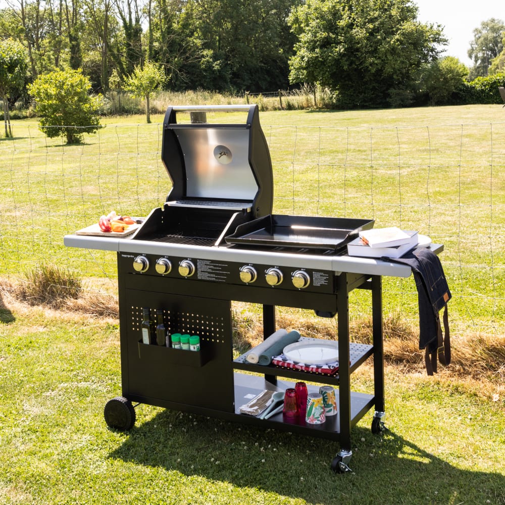 Barbecue duo au gaz 3 brûleurs + plancha 3 brûleurs