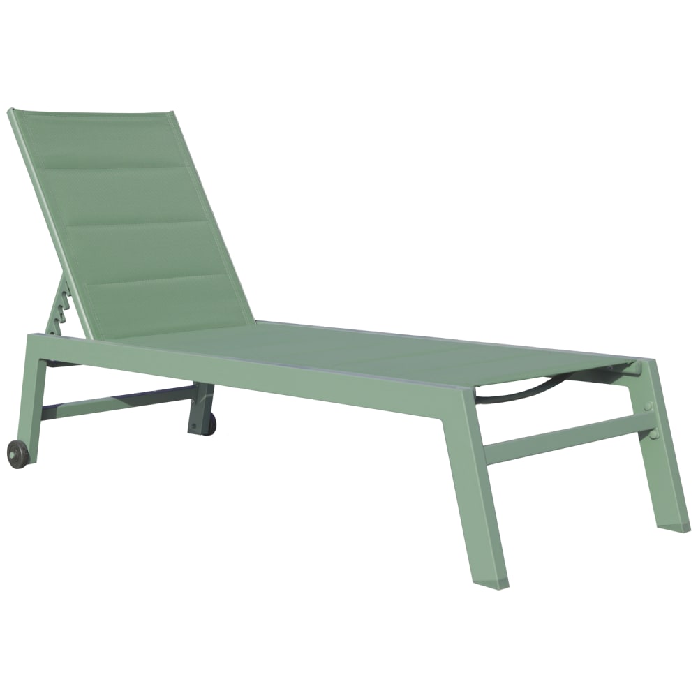 Bain de soleil en textilène et aluminium vert sauge