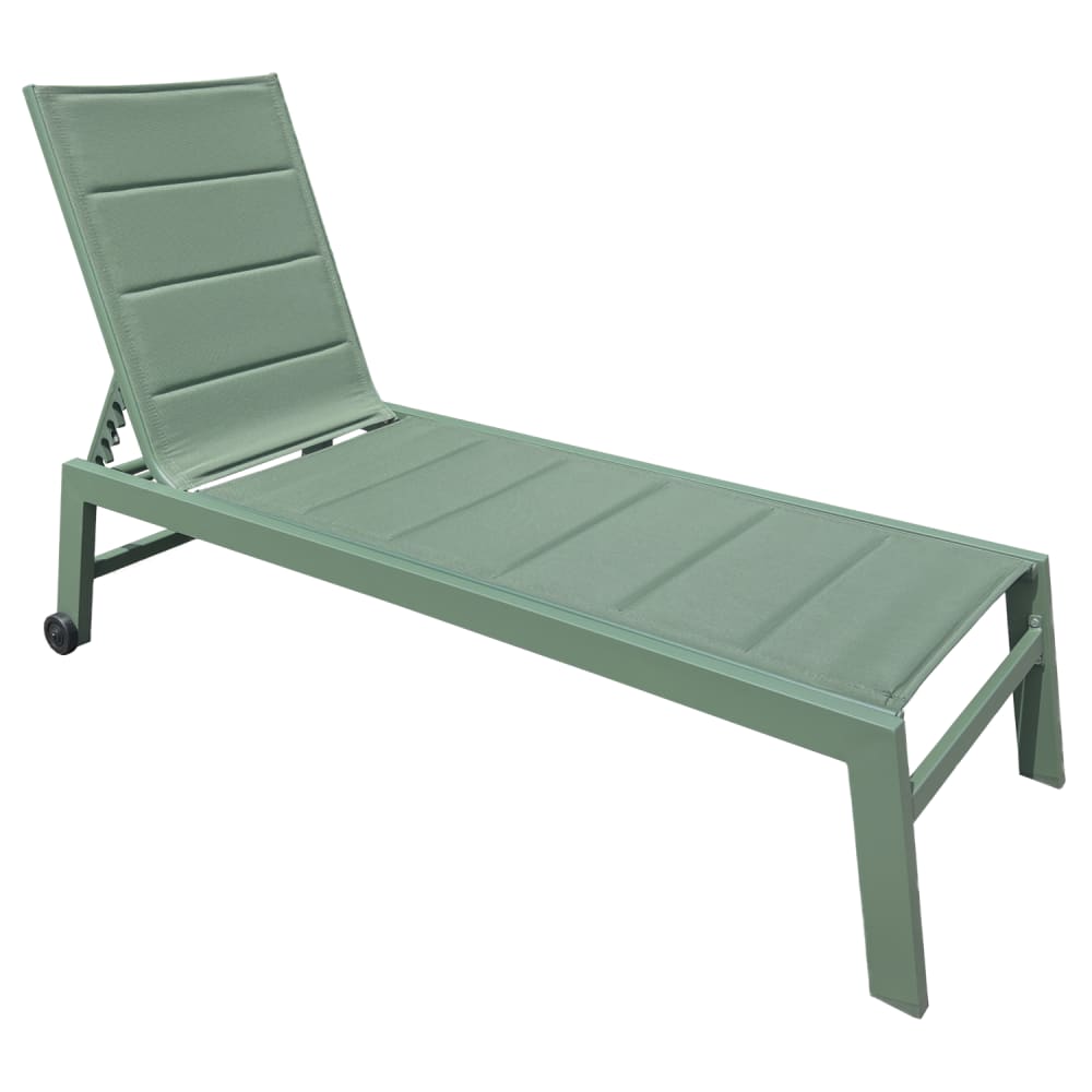 Bain de soleil en textilène et aluminium vert sauge - Maisons du Monde