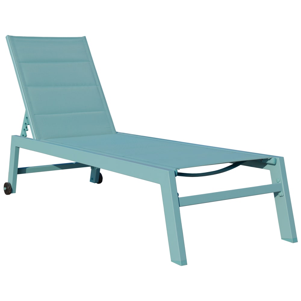 Bain de soleil en textilène et aluminium bleu clair