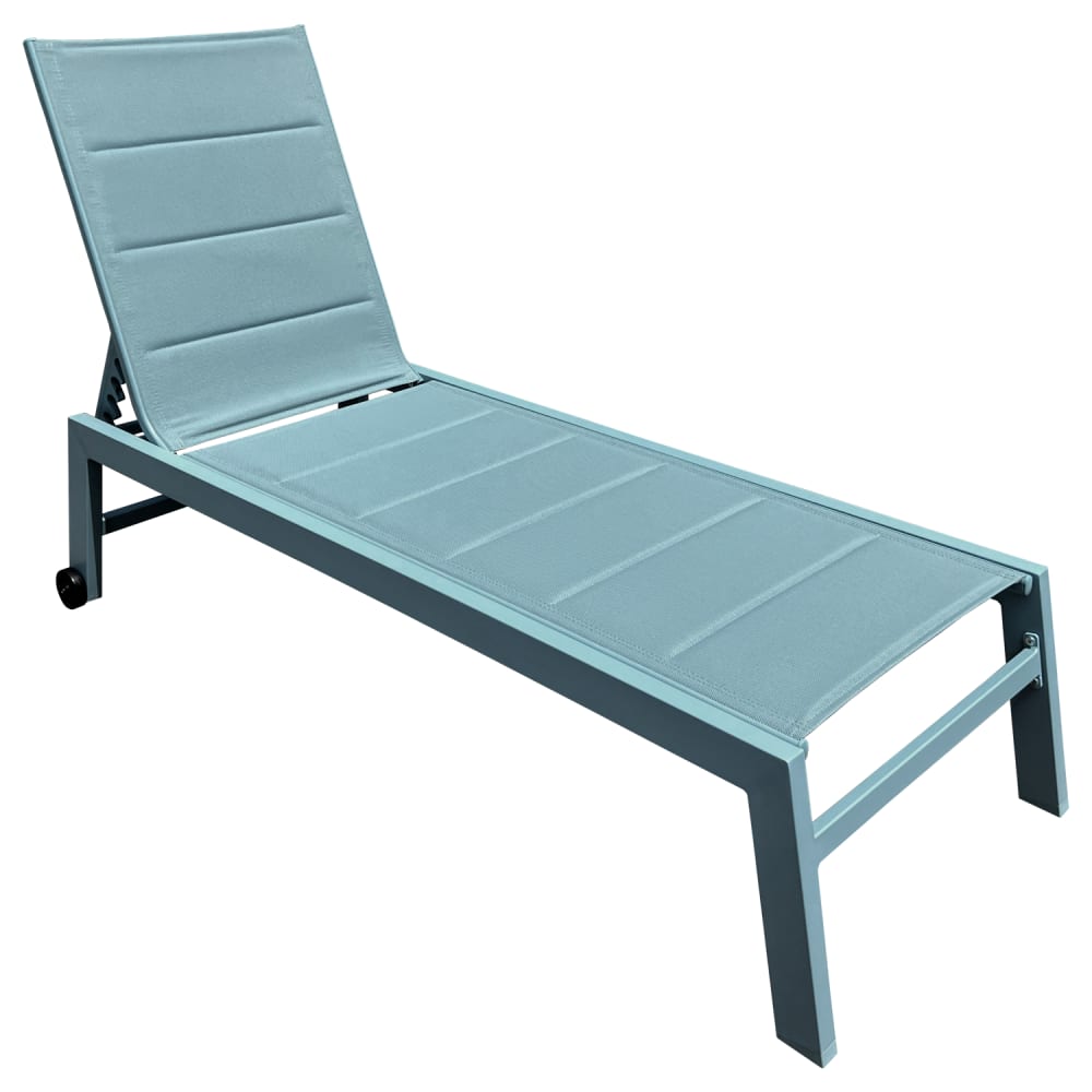 Lettino in textilene e alluminio, azzurro - Happy Garden