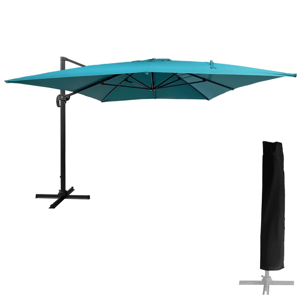 Happy Garden Sonnenschirm freistehend rechteckig 3x4m blaues Tuch mit Hülle - Stoff