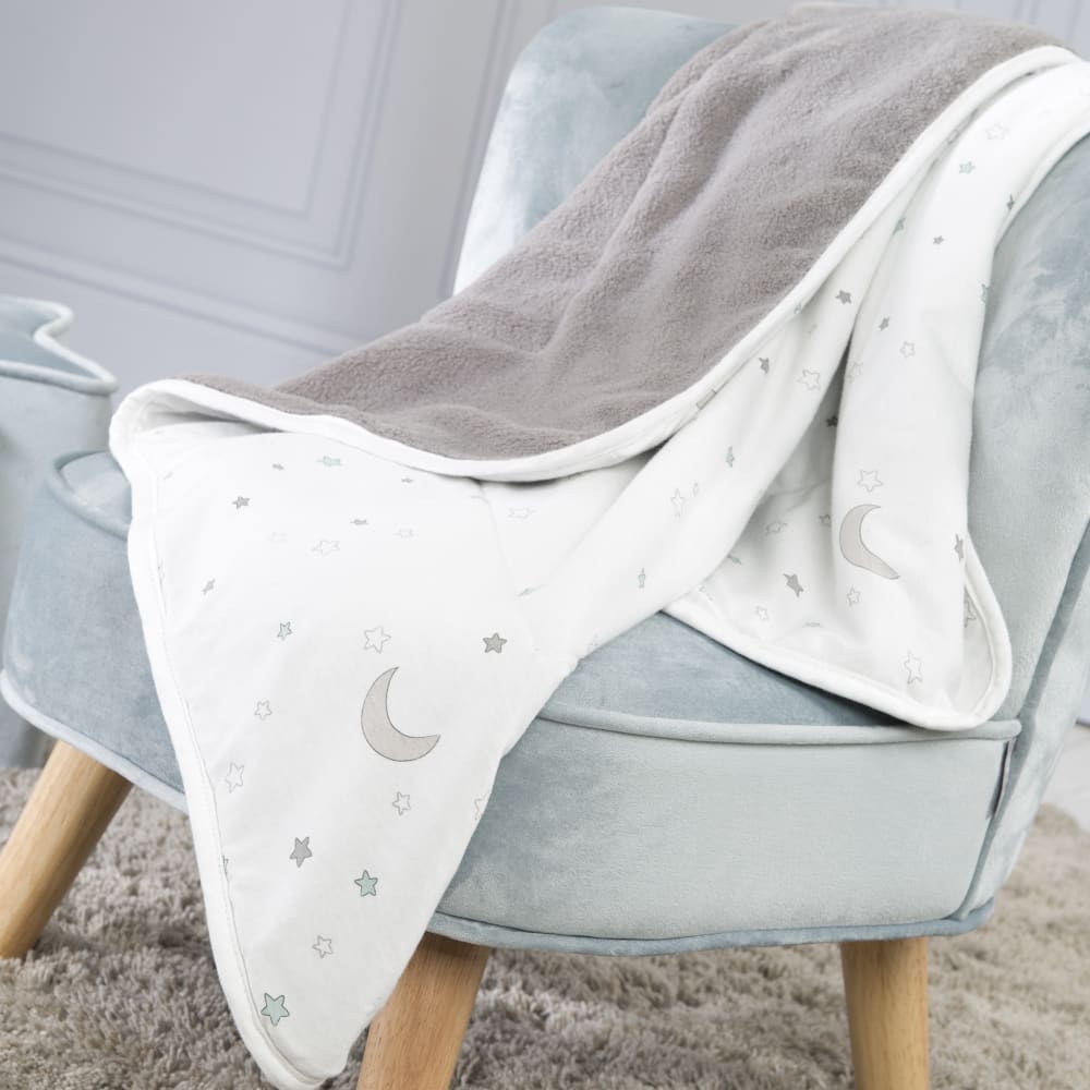 Babydecke aus Jersey, 80x80xcm, Weiß/Grau - Maisons Du Monde