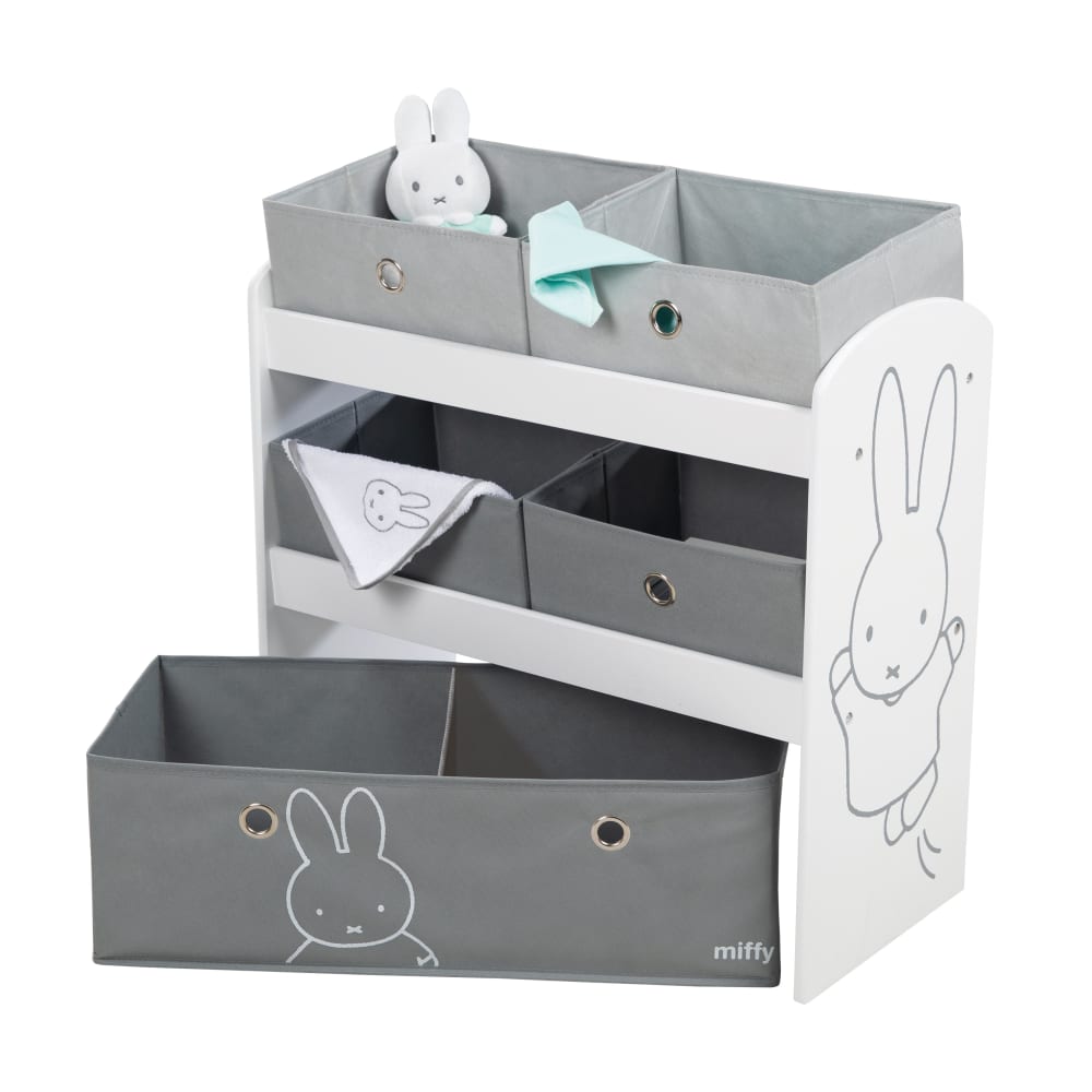 roba Spielzeugregal für Kinder, 5 Stoffboxen, Weiß/Grau style modern MEHRFARBIG SPANPLATTE Kinder