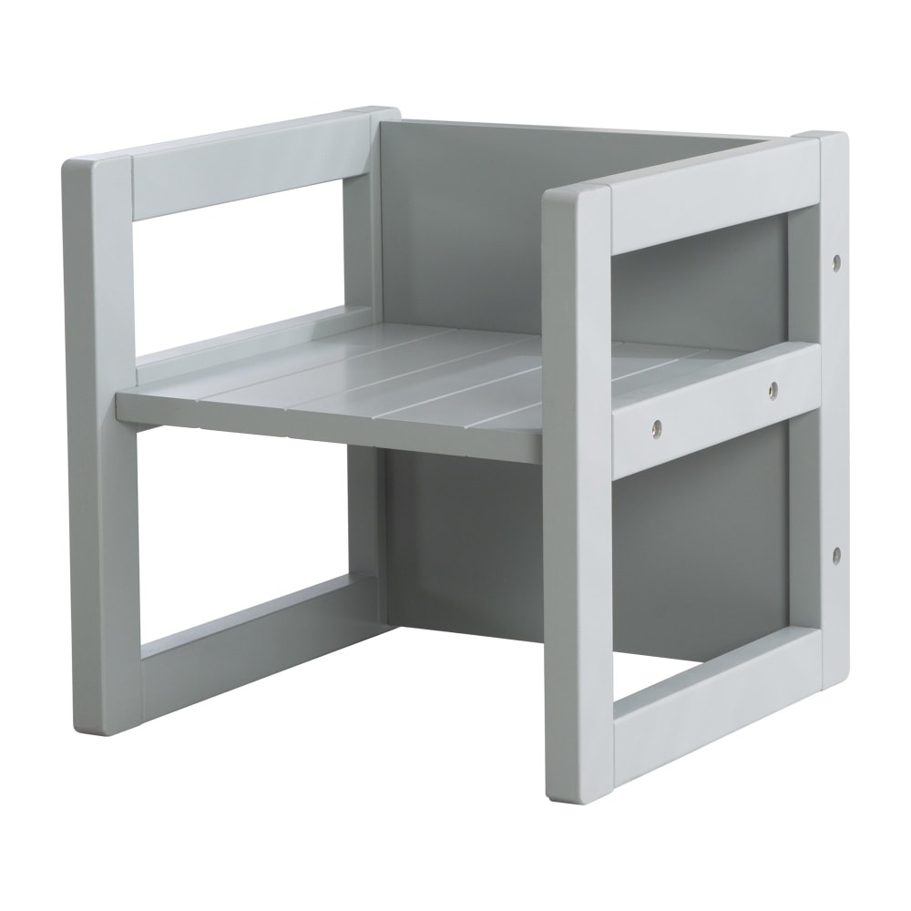 Tabouret enfant réversible en bois laqué gris