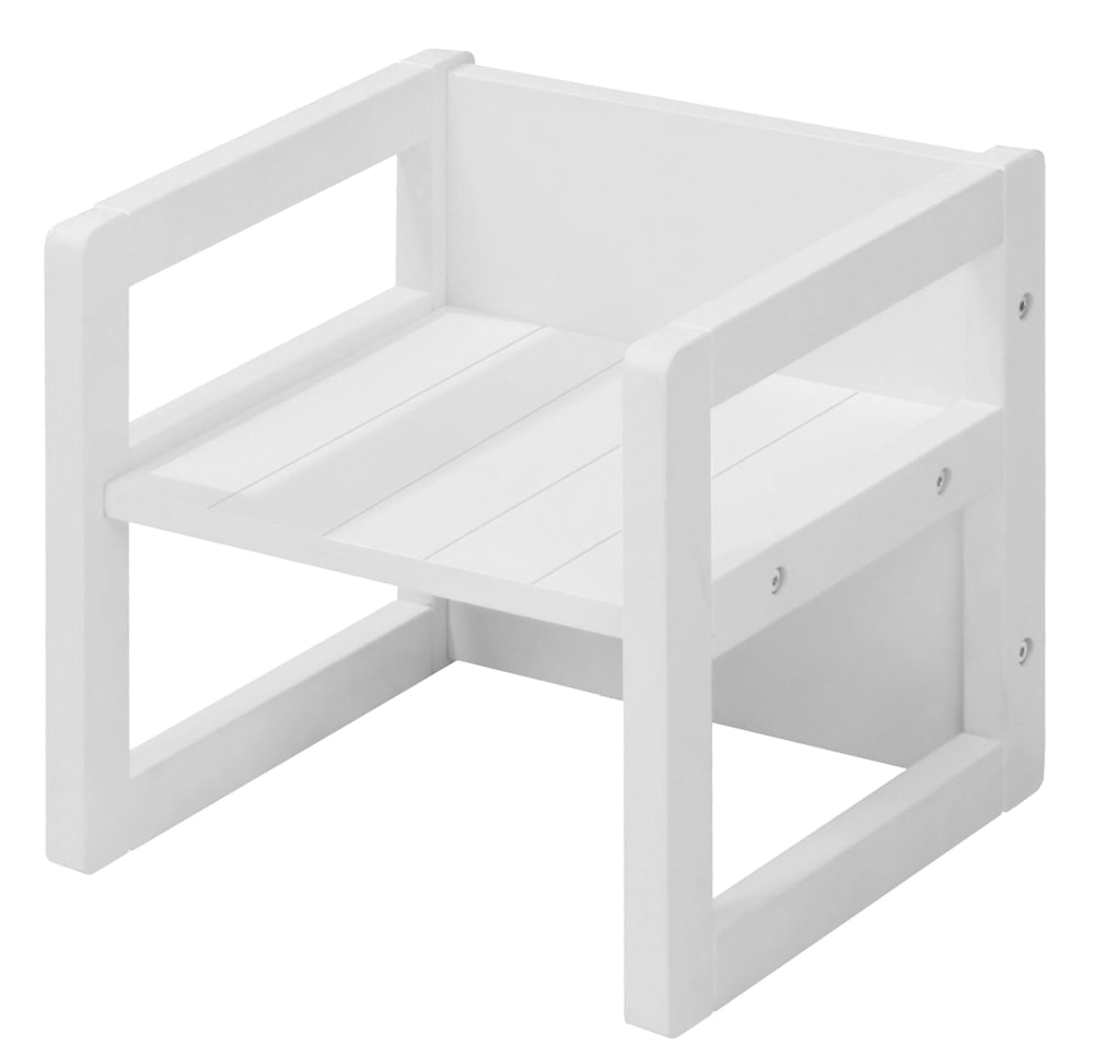 Tabouret enfant réversible en bois laqué blanc
