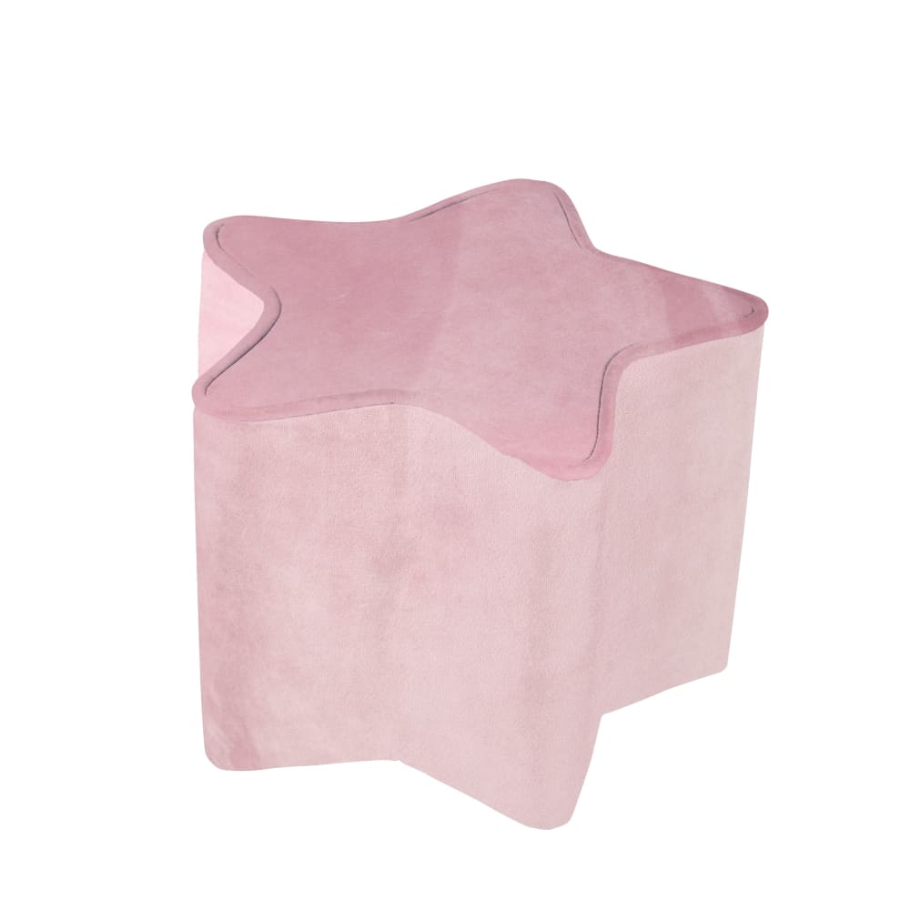Tabouret enfant en forme d'étoile en velours rose