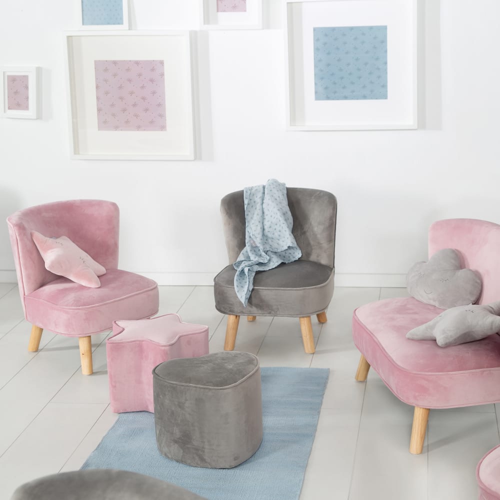 Kinderhocker in Sternform aus Samtstoff - Rosa - Maisons Du Monde