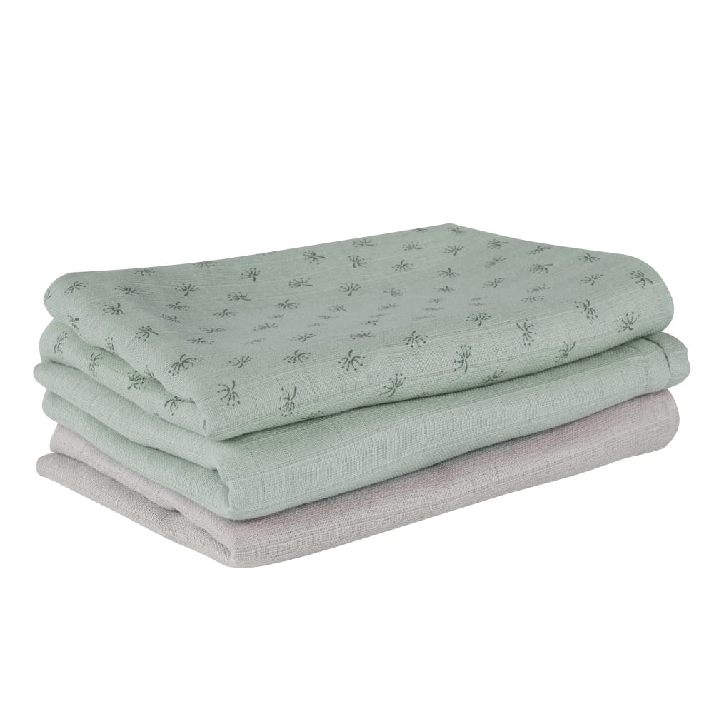 roba Babywindeln 3er Set aus Bio-Baumwolle 80 x 80 cm - Grün GRÜN Öko-Tex Zertifikat BAUMWOLLE Baby