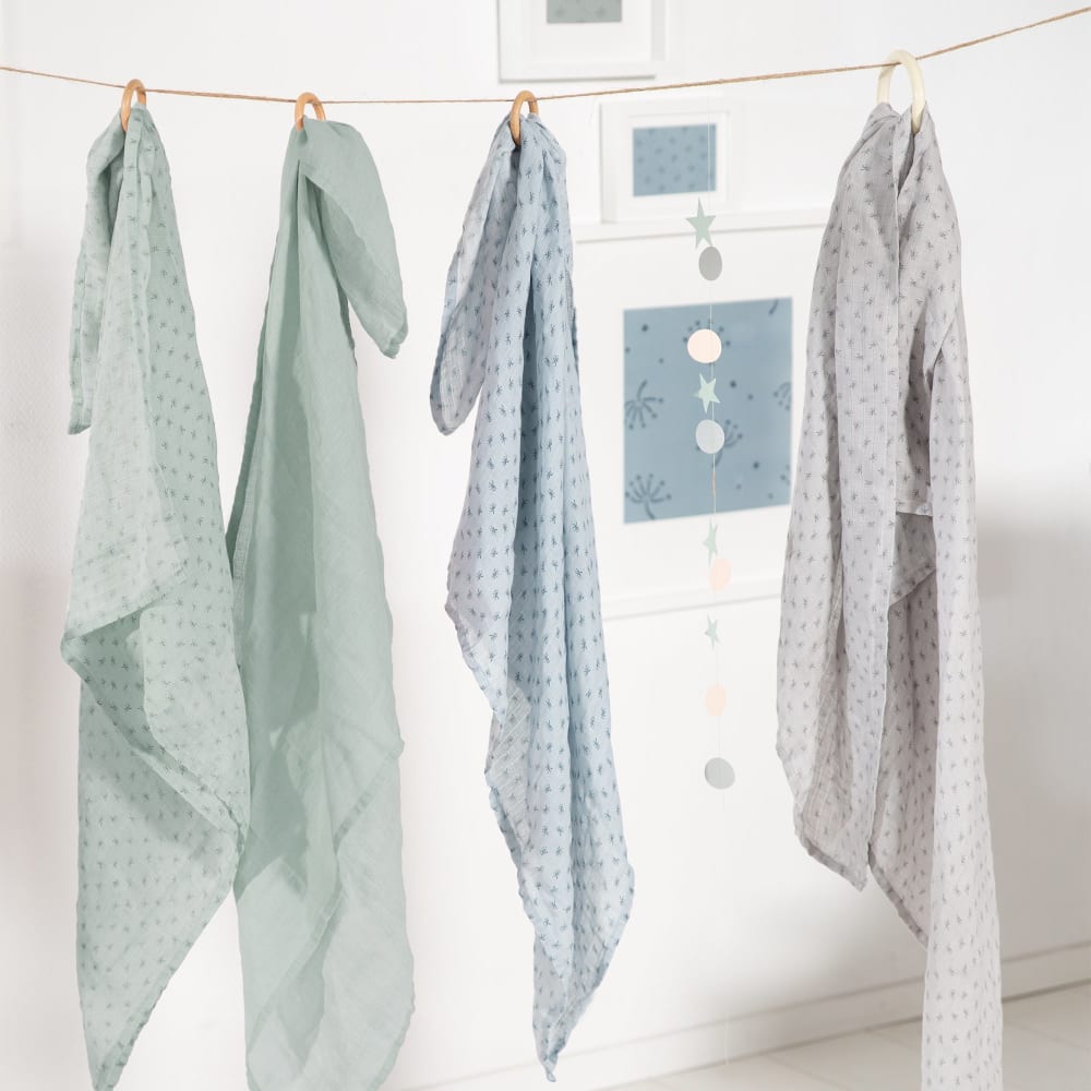 Babywindeln 3er Set aus Bio-Baumwolle 80 x 80 cm - Grün - Maisons