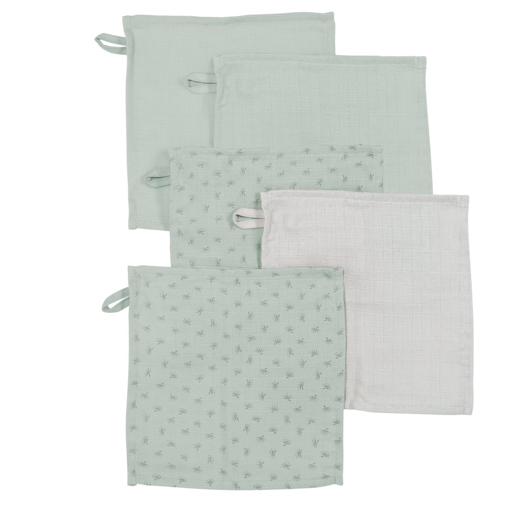 roba Waschlappen 5er Set aus Bio-Baumwolle 25 x 25 cm - Grün GRÜN Öko-Tex Zertifikat BAUMWOLLE Baby