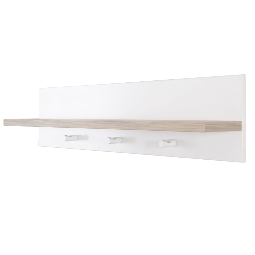 roba Wandregal, 1 Ablage, 5 Haken, Weiß/Luna Elm style modern WEISS SPANPLATTE Kinder