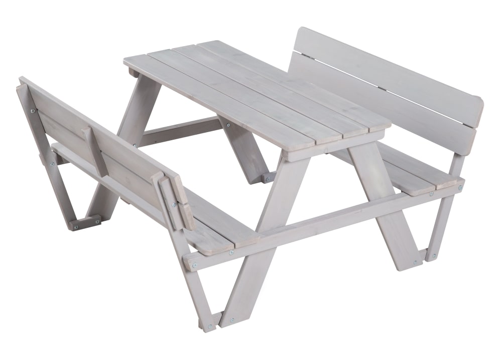 Table de pique-nique pour 4 enfants en bois lasuré gris