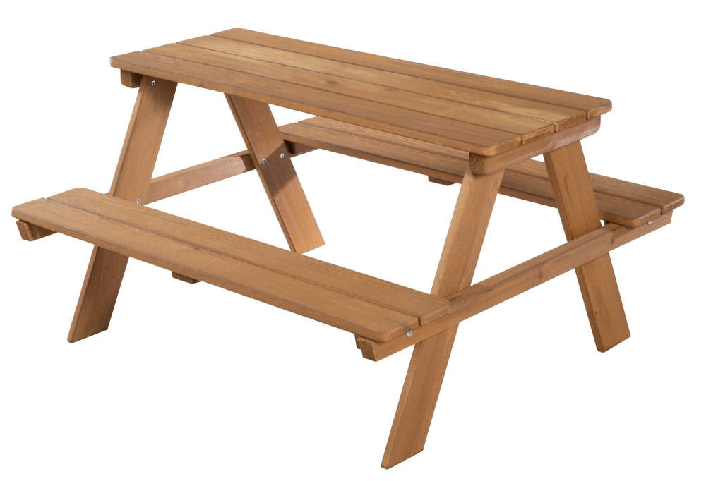 Table pique-nique pour 4 enfants en bois teck + 2 coussins de banc